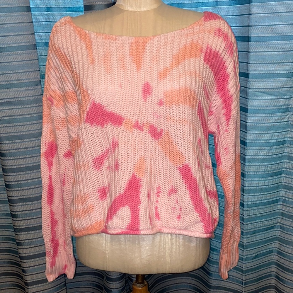 Pink Tye Dye Crop Sweater - Picture 1 of 6